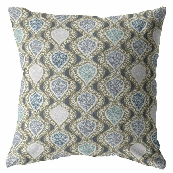 Homeroots 18 in. Ogee Indoor & Outdoor Throw Pillow Copper & Gray 412597